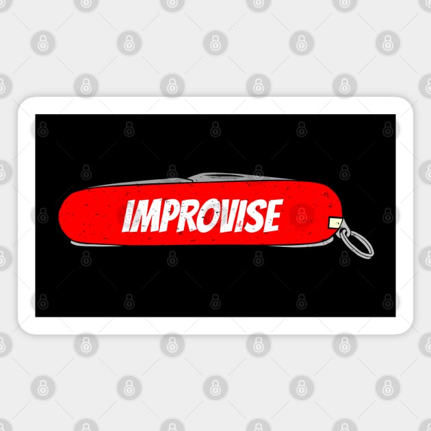 Improvise Red Army Pocket Knife Fun Tool Cut Blade Elements for People who Explore and Extend known Borders of Confort Zone. Improvise it and solve Challenges. Magnet by Olloway